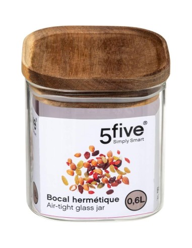 5five vaso in vetro con coperchio in acacia trasparente 0,6 L
