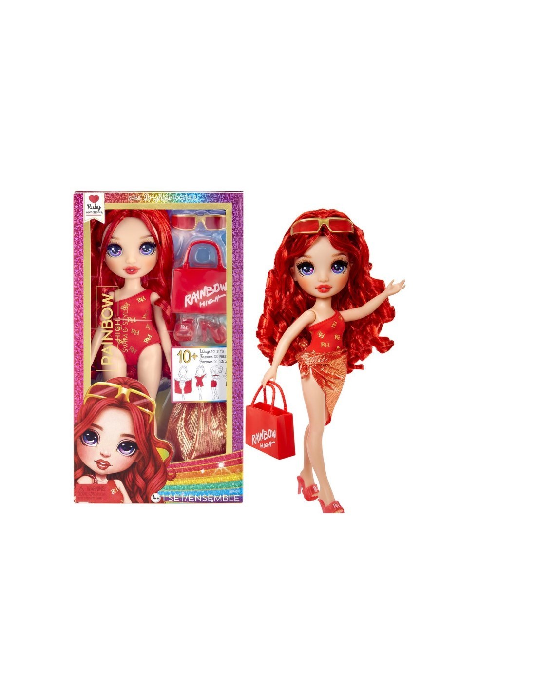 Rainbow High Swim & Style, Bambola 28 cm, Bambole Assortite, Costume da Bagno Rimovibile, Accessori Moda
