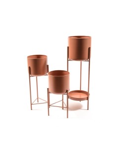 SET 3 ALZATE PORTAVASO 12092 TERRACOTTA METALLO H60/45/35CM