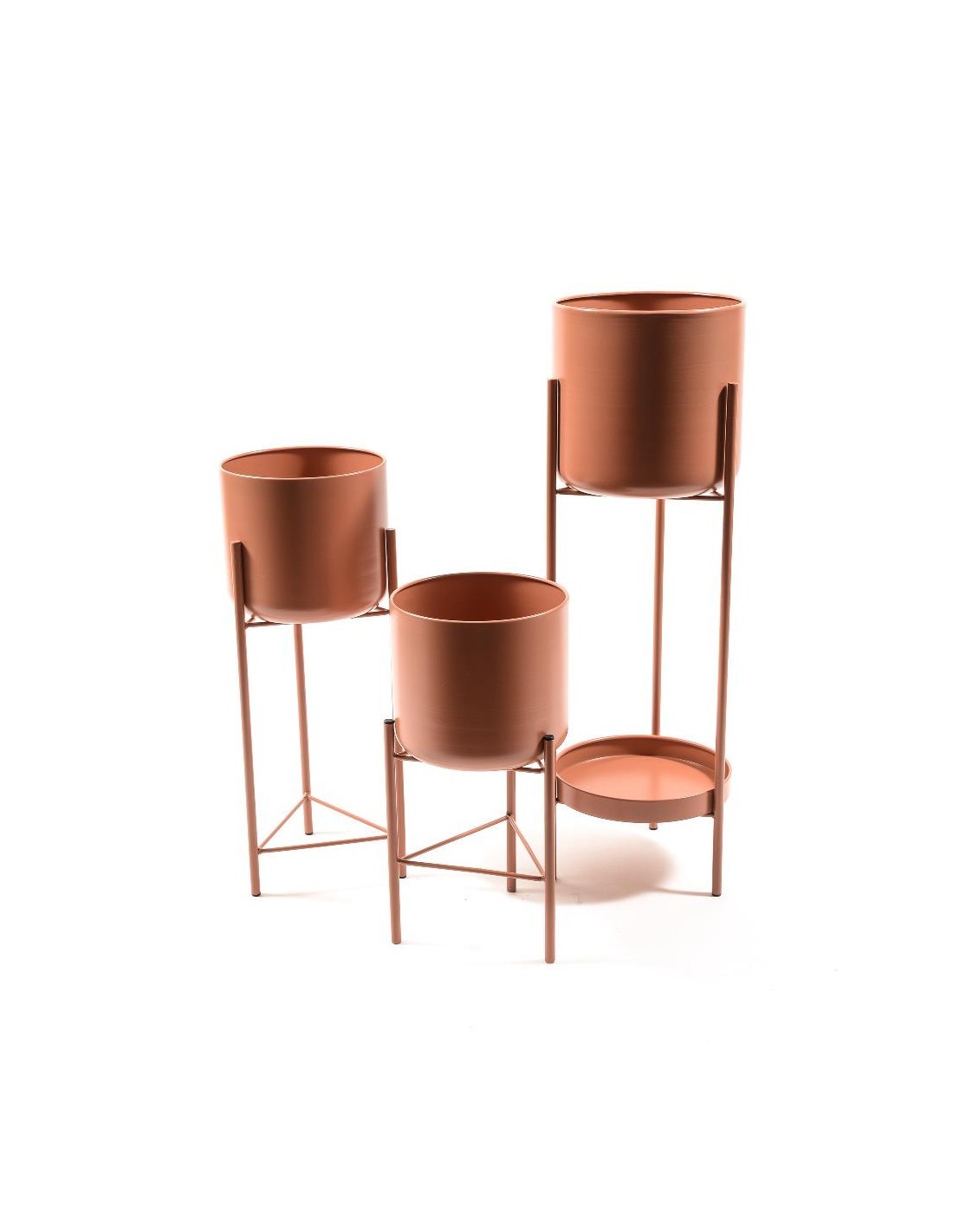 SET 3 ALZATE PORTAVASO 12092 TERRACOTTA METALLO H60/45/35CM