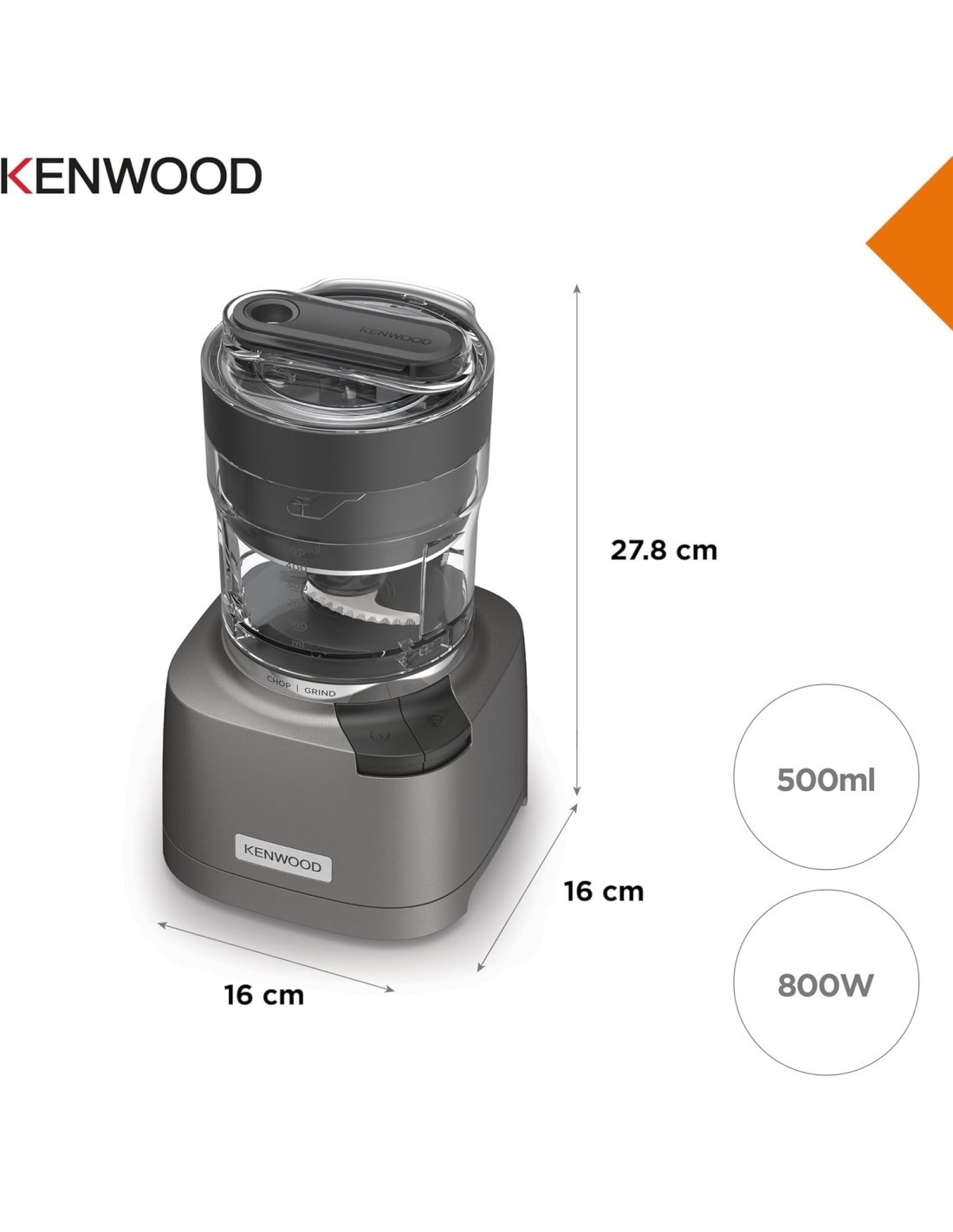 Kenwood Duo Prep CHP80.000SI tritatutto e macinino 2-in-1 800W lame Quadblades argento
