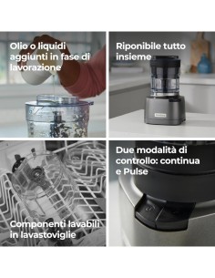 Kenwood Duo Prep CHP80.000SI tritatutto e macinino 2-in-1 800W lame Quadblades argento