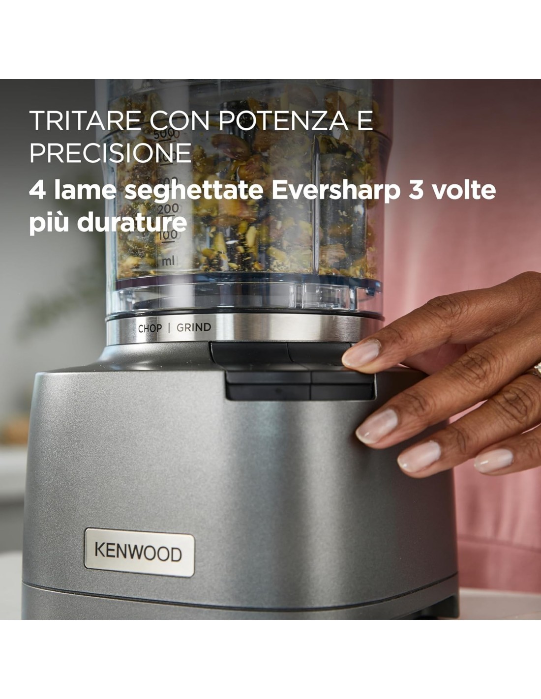 Kenwood Duo Prep CHP80.000SI tritatutto e macinino 2-in-1 800W lame Quadblades argento