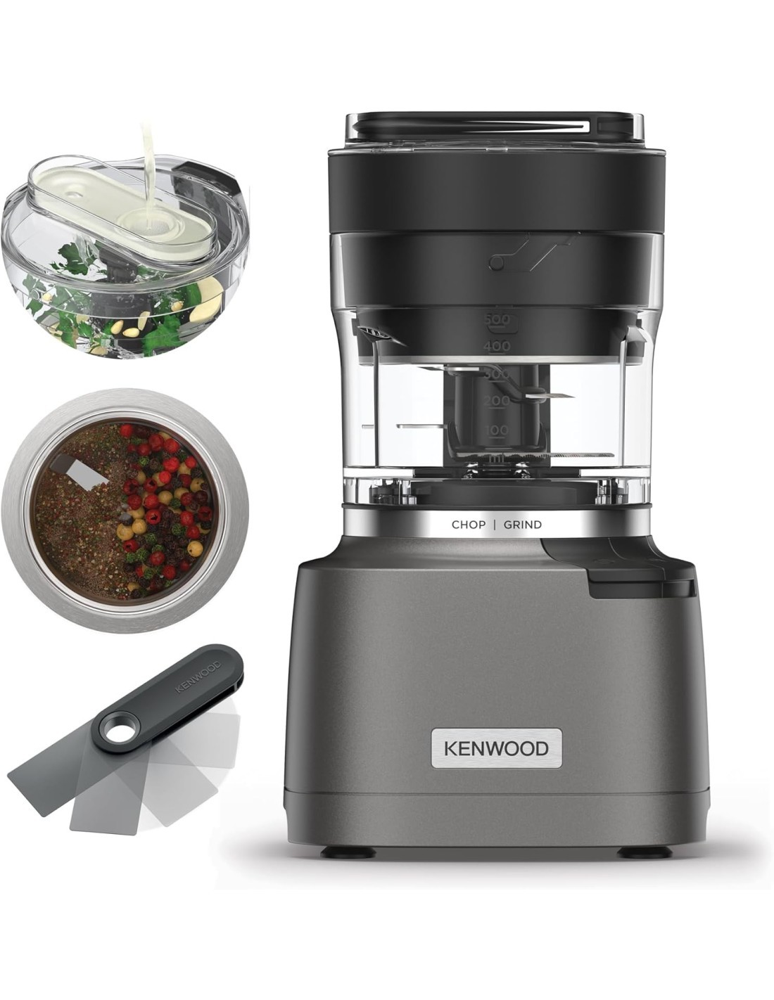 Kenwood Duo Prep CHP80.000SI tritatutto e macinino 2-in-1 800W lame Quadblades argento