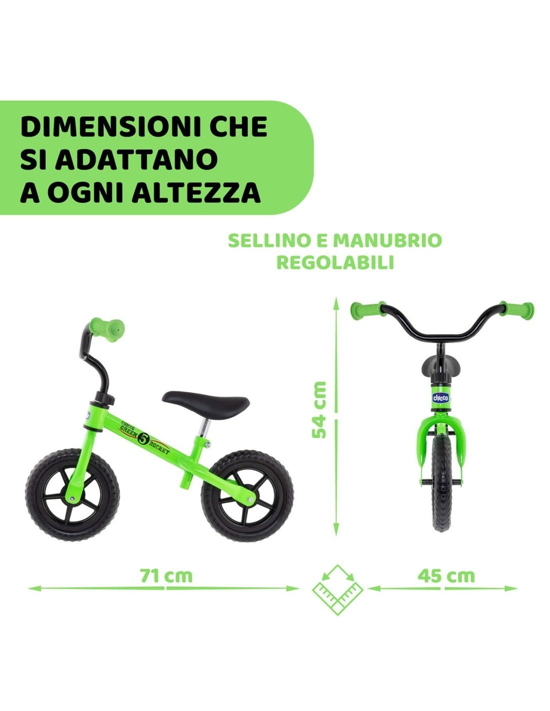 Balance Bike Chicco - Bicicletta Senza Pedali per Sviluppare l'Equilibrio (2-5 anni) VERDE