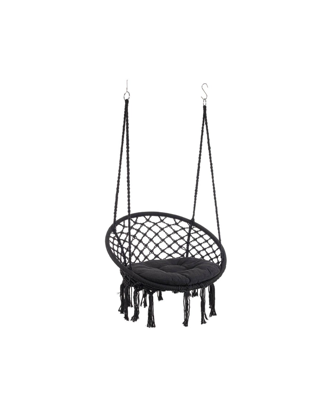 Amaca pensile "Javier", seduta in poli-cotone, con cuscino integrato, per esterno, giardino, terrazza, diametro 80 cm, relax