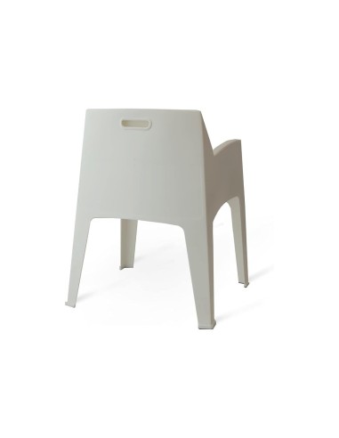 Poltrona Ancara Cribel, polipropilene bianco, impilabile, resistente, per giardino, terrazza, outdoor, indoor