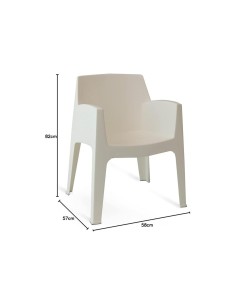 Poltrona Ancara Cribel, polipropilene bianco, impilabile, resistente, per giardino, terrazza, outdoor, indoor