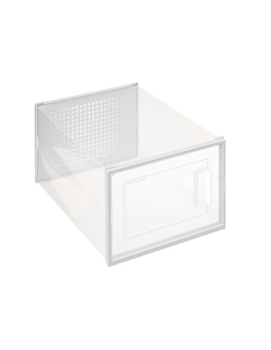 Scatola portascarpe plastica, contenitore trasparente 35x25x18 cm, organizzazione scarpe, resistente, armadi, ripostigli