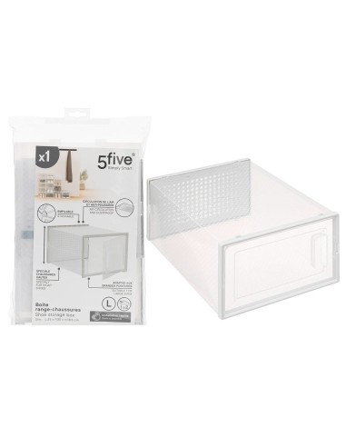Scatola portascarpe plastica, contenitore trasparente 35x25x18 cm, organizzazione scarpe, resistente, armadi, ripostigli