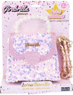 Girabrilla Fashion Bauletto, Borsetta Pochette con Maniglia di Perle e Tracolla, Paillettes Reversibili, Nice Group 2