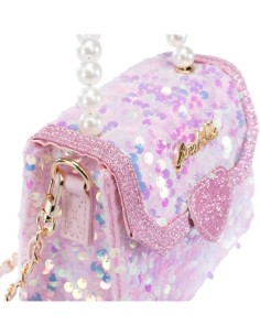 Girabrilla Fashion Bauletto, Borsetta Pochette con Maniglia di Perle e Tracolla, Paillettes Reversibili, Nice Group