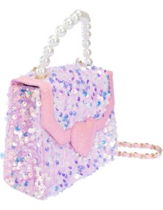 Girabrilla Fashion Bauletto, Borsetta Pochette con Maniglia di Perle e Tracolla, Paillettes Reversibili, Nice Group