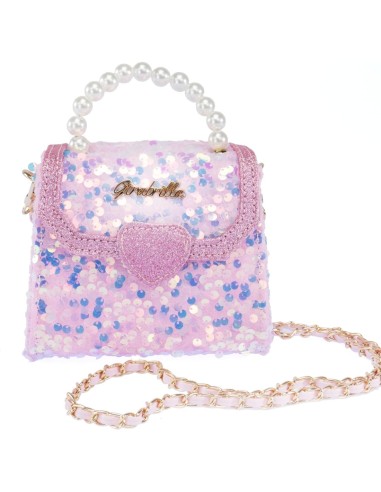 Girabrilla Fashion Bauletto, Borsetta Pochette con Maniglia di Perle e Tracolla, Paillettes Reversibili, Nice Group