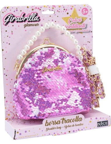 Girabrilla Fashion Bag, Borsetta a Forma di Borsellino con Paillettes e Tracolla, Borsetta Colorata per Bambini, Nice Group