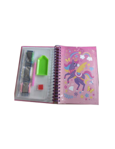 DIAMANTINY Unicorno, dipingi coi numeri, deco book, gemme 3D, album A5, attività creativa, bambini 5+ 2