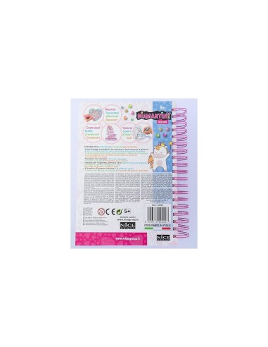 DIAMANTINY Unicorno, dipingi coi numeri, deco book, gemme 3D, album A5, attività creativa, bambini 5+