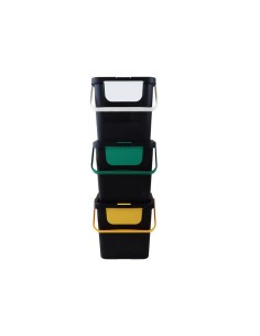 Set 3 Pattumiere Moda Double con Coperchio e Sportellino Frontale Colorati
