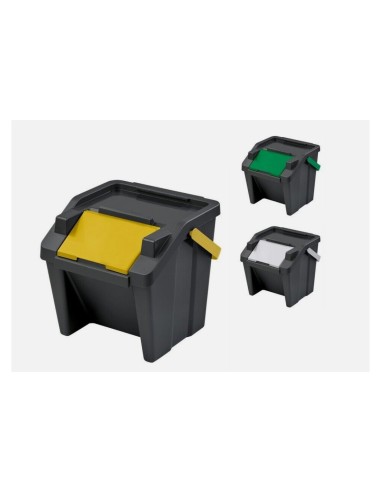 SET 3 PATTUMIERE DIFFERENZIATA 30LT VERTICALI 38X38X37CM