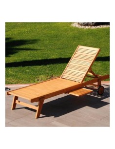Lettino California Salmar in legno Eucalypto FSC - con ruote e portabibite | Tre G Ingrosso