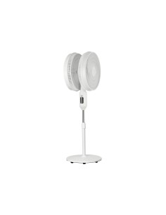 Ventilatore a Piantana Doppia Esposizione, Ø 40 cm, 12 Velocità, Timer, Telecomando, Altezza Regolabile, 40W, Bianco