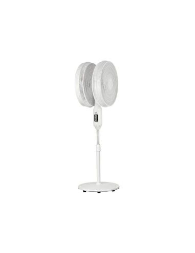 Ventilatore a Piantana Doppia Esposizione, Ø 40 cm, 12 Velocità, Timer, Telecomando, Altezza Regolabile, 40W, Bianco