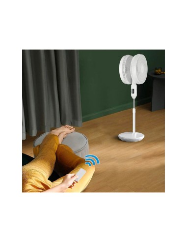 Ventilatore a Piantana Doppia Esposizione, Ø 40 cm, 12 Velocità, Timer, Telecomando, Altezza Regolabile, 40W, Bianco