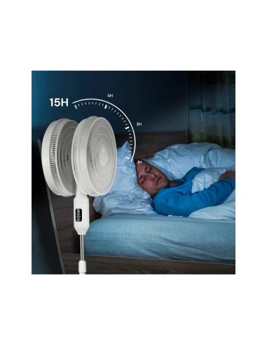 Ventilatore a Piantana Doppia Esposizione, Ø 40 cm, 12 Velocità, Timer, Telecomando, Altezza Regolabile, 40W, Bianco