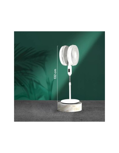 Ventilatore a Piantana Doppia Esposizione, Ø 40 cm, 12 Velocità, Timer, Telecomando, Altezza Regolabile, 40W, Bianco