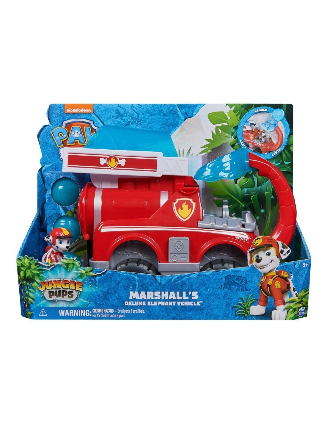 Paw Patrol Jungle Pups, Veicolo Elefante di Marshall, camion con lanciamissili, action figure Marshall, 3 anni+
