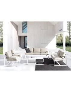 Tavolino Merrigan 105x62 Bianco, Tavolino Moderno in Alluminio Verniciato per Interno ed Esterno