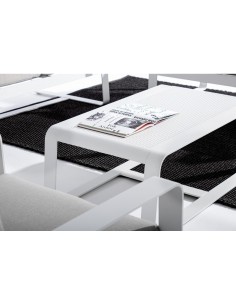 Tavolino Merrigan 105x62 Bianco, Tavolino Moderno in Alluminio Verniciato per Interno ed Esterno