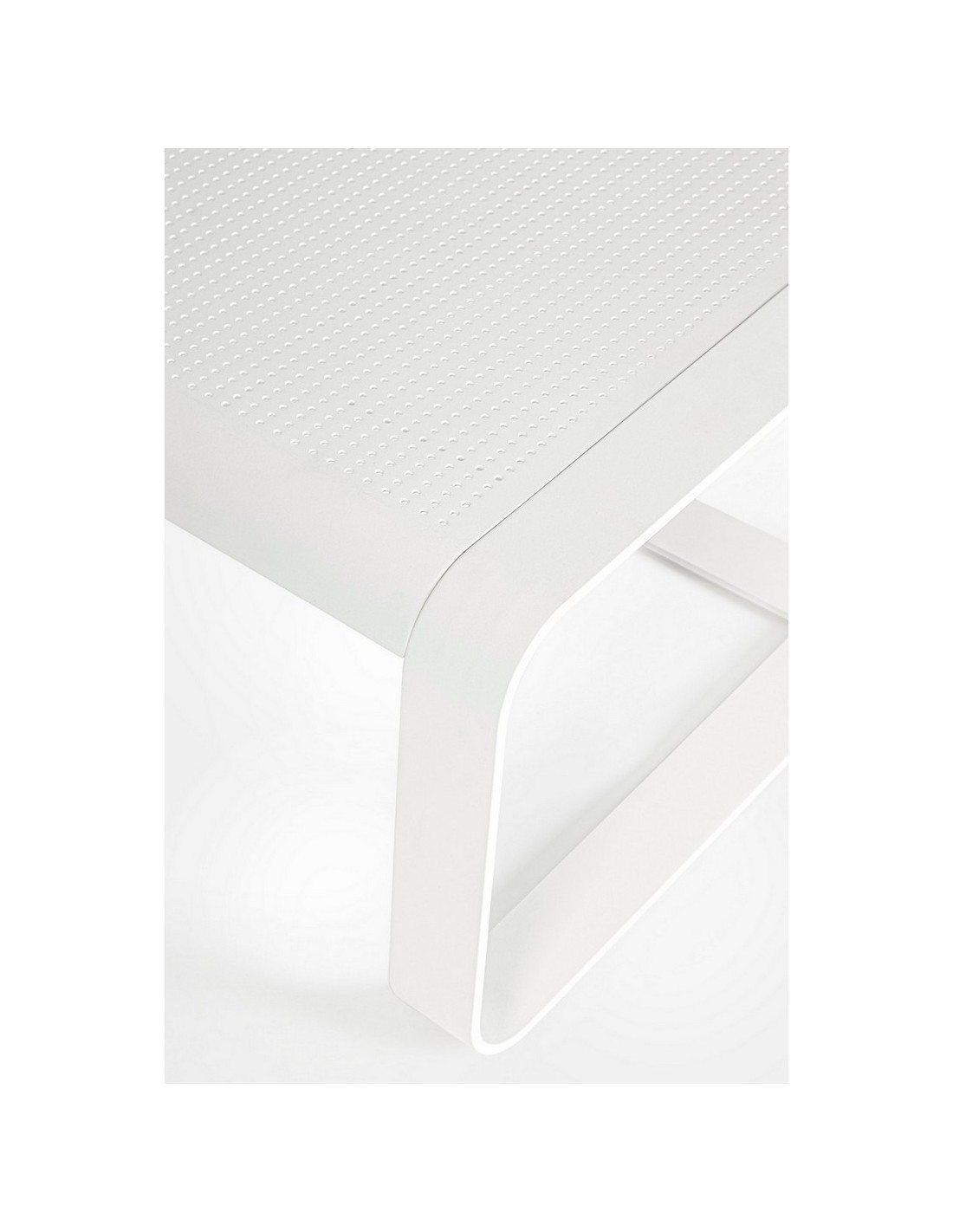 Tavolino Merrigan 105x62 Bianco, Tavolino Moderno in Alluminio Verniciato per Interno ed Esterno