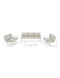 Tavolino Merrigan 105x62 Bianco, Tavolino Moderno in Alluminio Verniciato per Interno ed Esterno