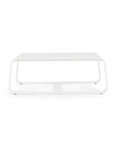 Tavolino Merrigan 105x62 Bianco, Tavolino Moderno in Alluminio Verniciato per Interno ed Esterno