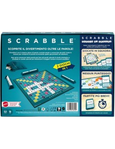 MATTEL GAMES, SCRABBLE, GIOCO DA TAVOLO PAROLE, DOPPIO TABELLONE, 8+ ANNI
