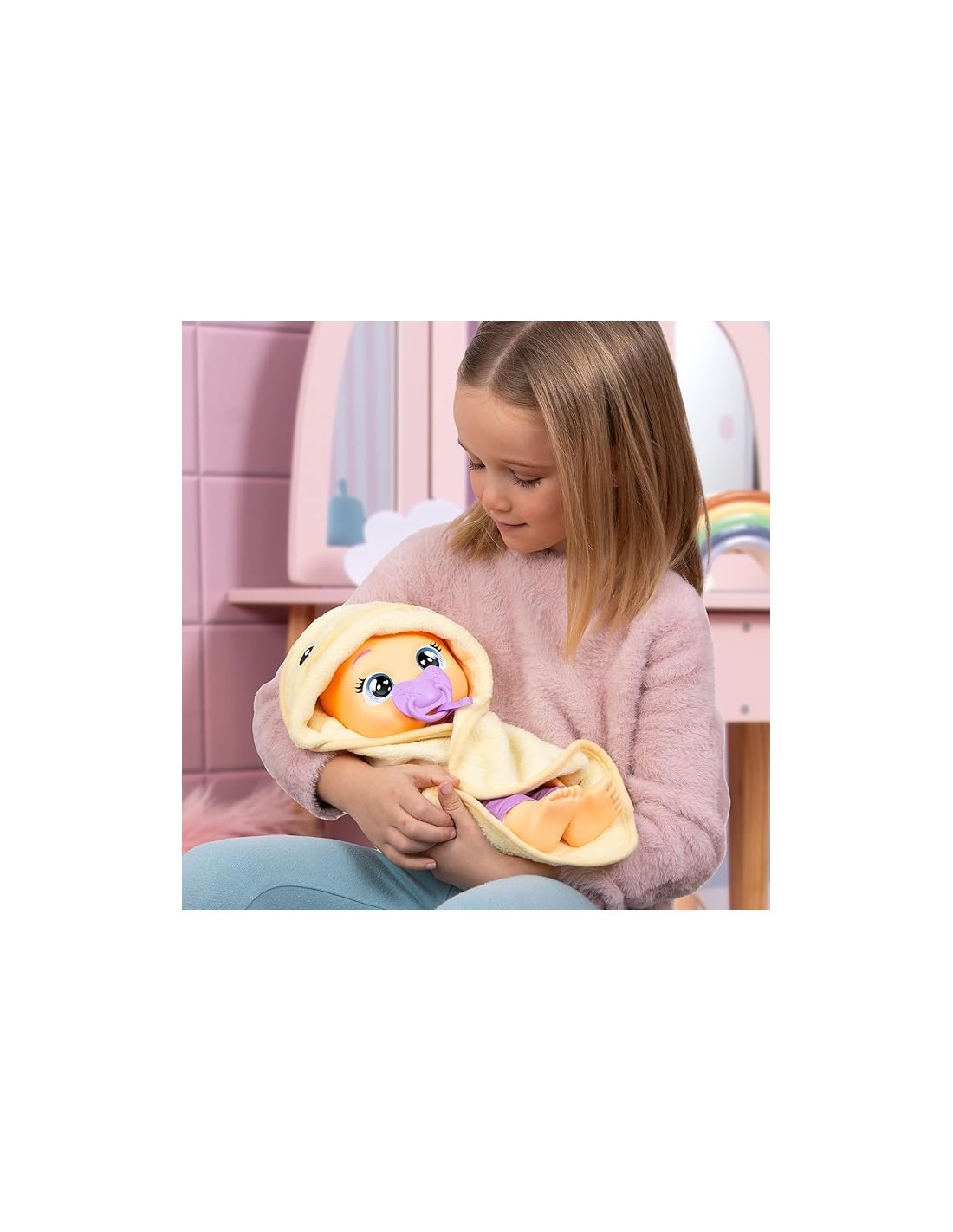 Cry Babies Newborn Bath Time Zoe, bambola che reagisce al bagno, giocattolo per bambini 18 mesi+