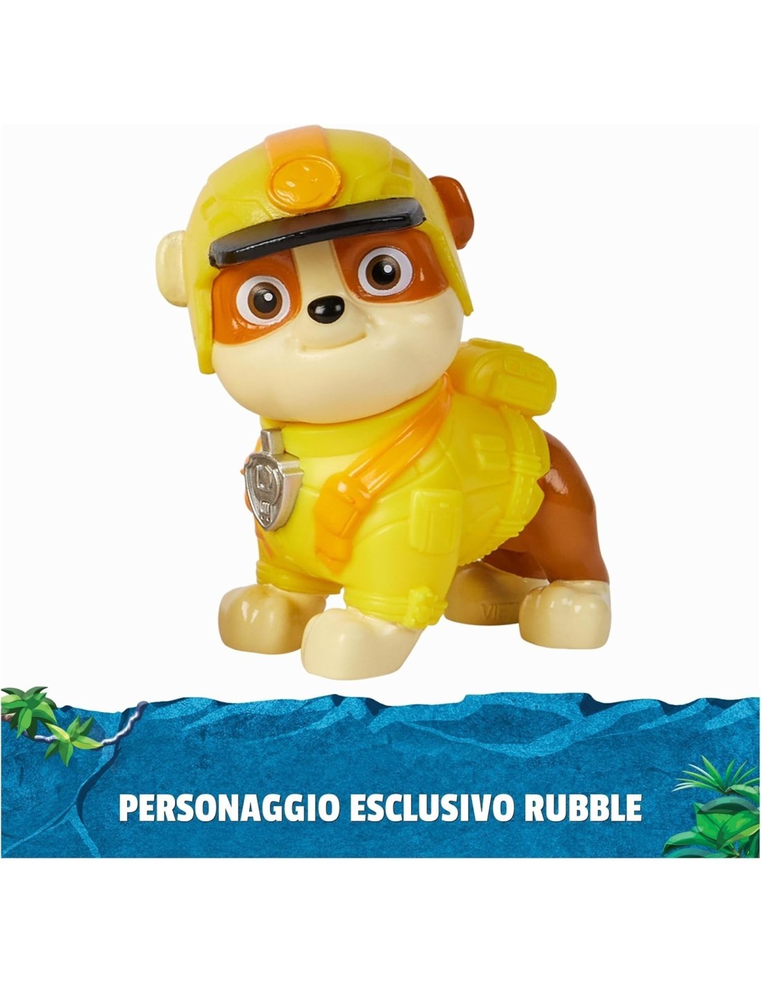 PAW Patrol Jungle Pups, Veicolo Rinoceronte di Rubble, Veicolo Giocattolo con Personaggio Rubble da Collezione