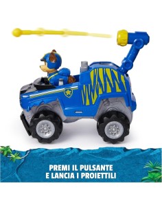 PAW Patrol Jungle Pups, veicolo tigre di Chase, personaggio Chase, lancia proiettili, 3 anni+