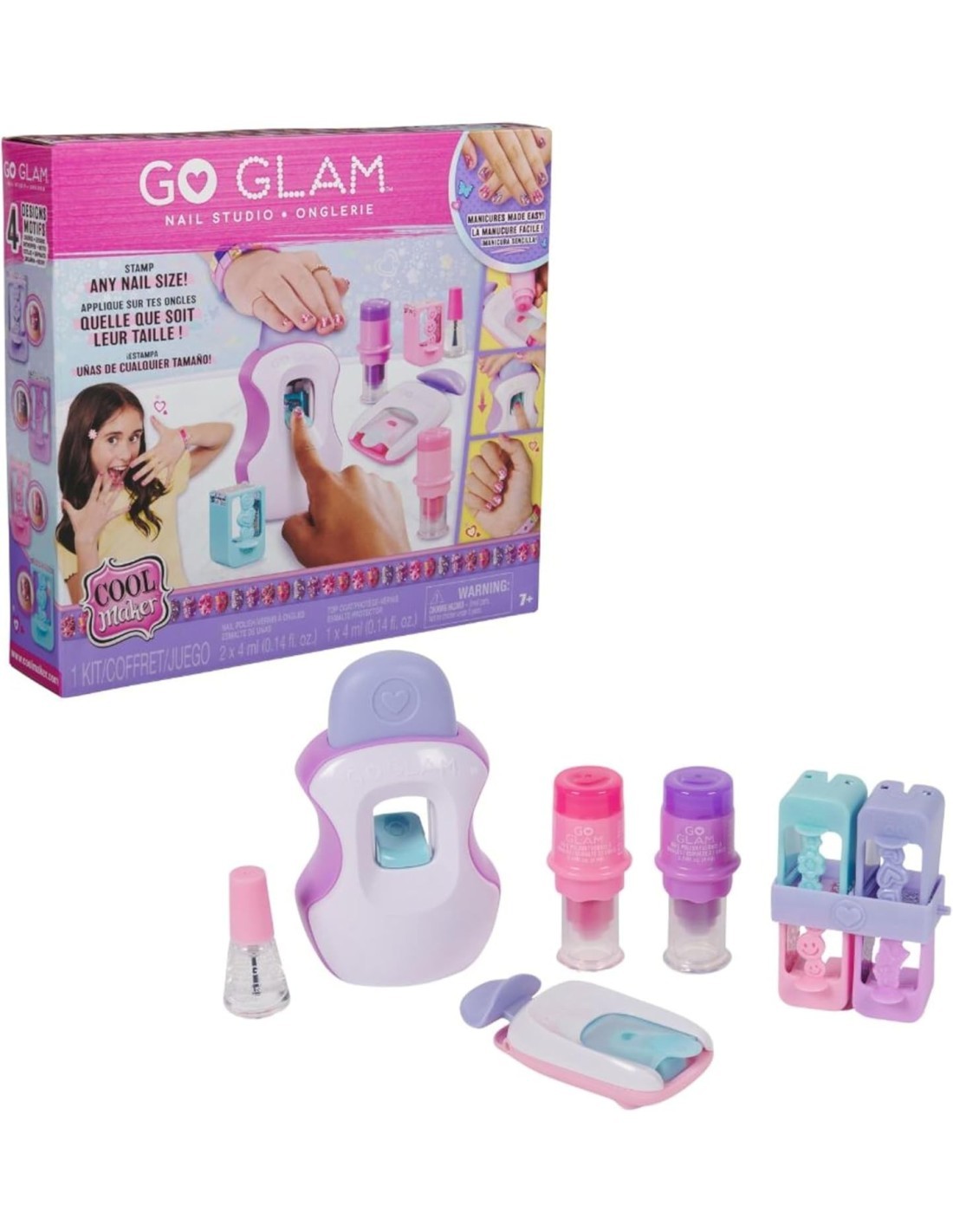 Cool Maker GO GLAM, Macchina Decora Unghie, Decora 200 Unghie con 4 Motivi, 2 Applicatori di Smalto e Maschera per Unghie, 7+