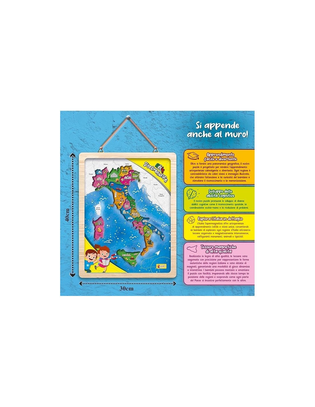 I'm a Genius Italia Supermagnetica - Puzzle di Legno con Regioni Magnetiche