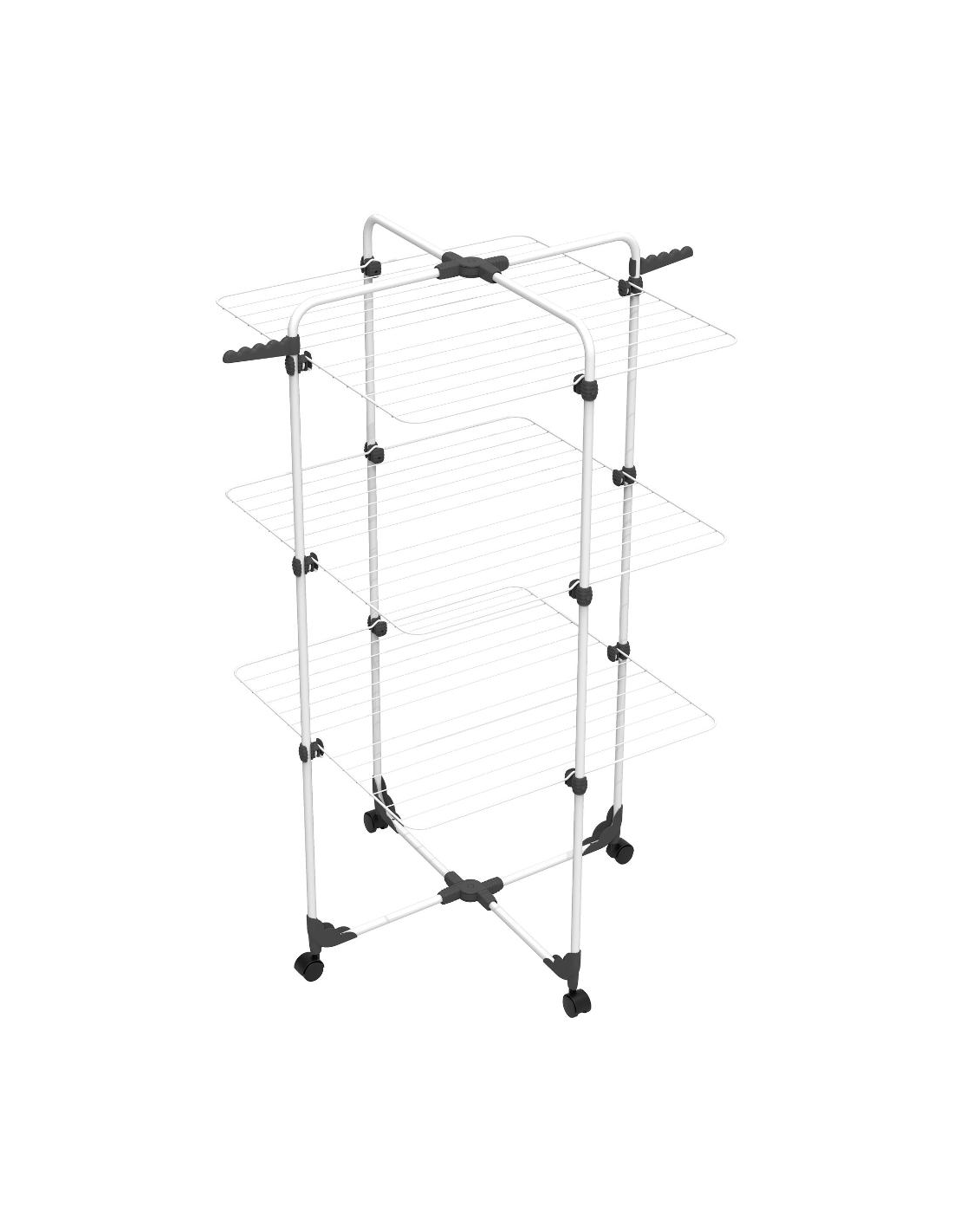 Gimi Stendibiancheria Modular 3, 30m di stenditura, acciaio resistente, design bianco/grigio, compatto, stabile, per interni