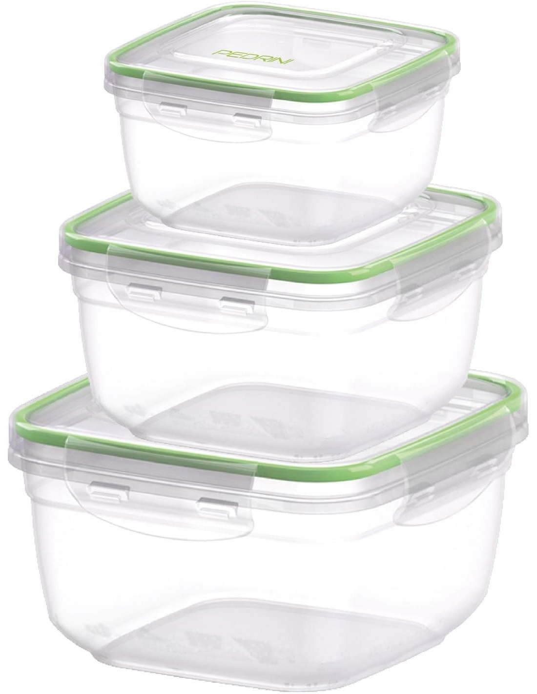 Set 3 Contenitori Quadrati Pedrini 500/900/1500ML