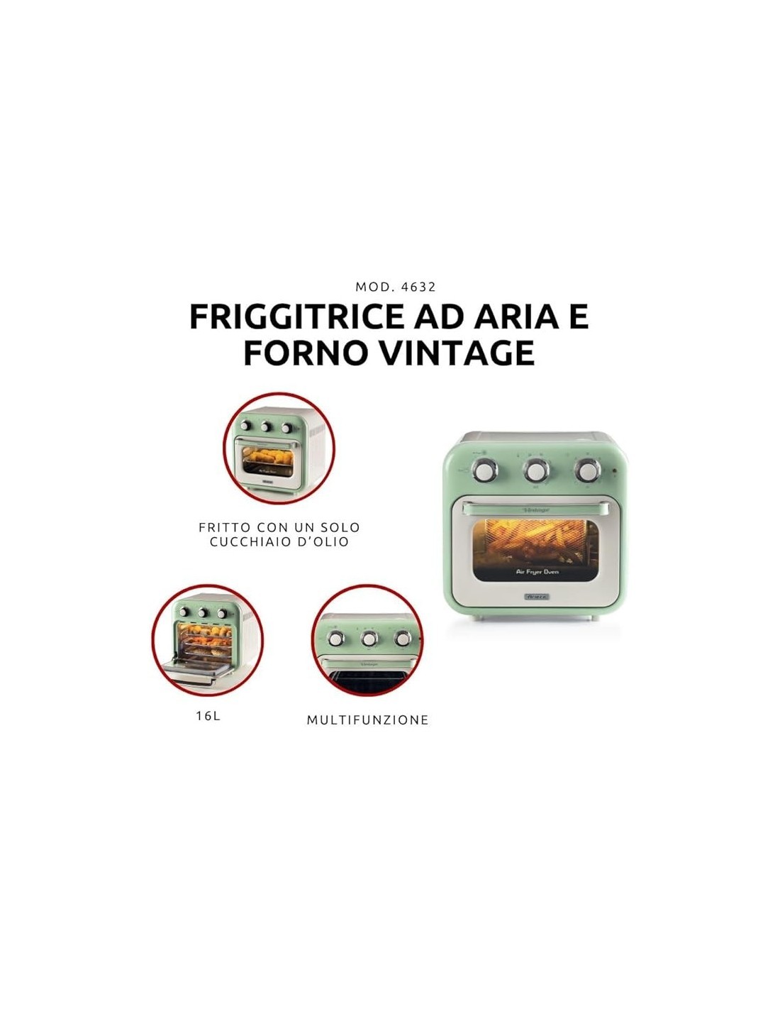 Forno Elettrico Ariete 4632 Verde 16LT Vintage | TreG ingrosso