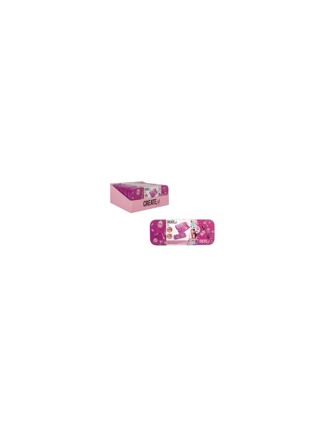 "Create It! Cofanetto Make Up in Latta - Set Trucco per Bambini con Ombretto, Fard, Lucidalabbra e Specchio"