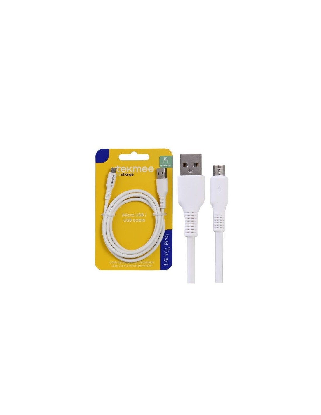 Tekmee Cavo di ricarica USB da Tipo A a Micro USB 1 metro 2A