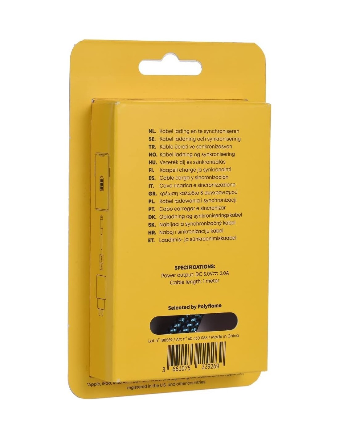 Tekmee Cavo USB Lightning 2A per iPhone Quick Charge 1 Metro Assortito Disponibile in Diversi Colori