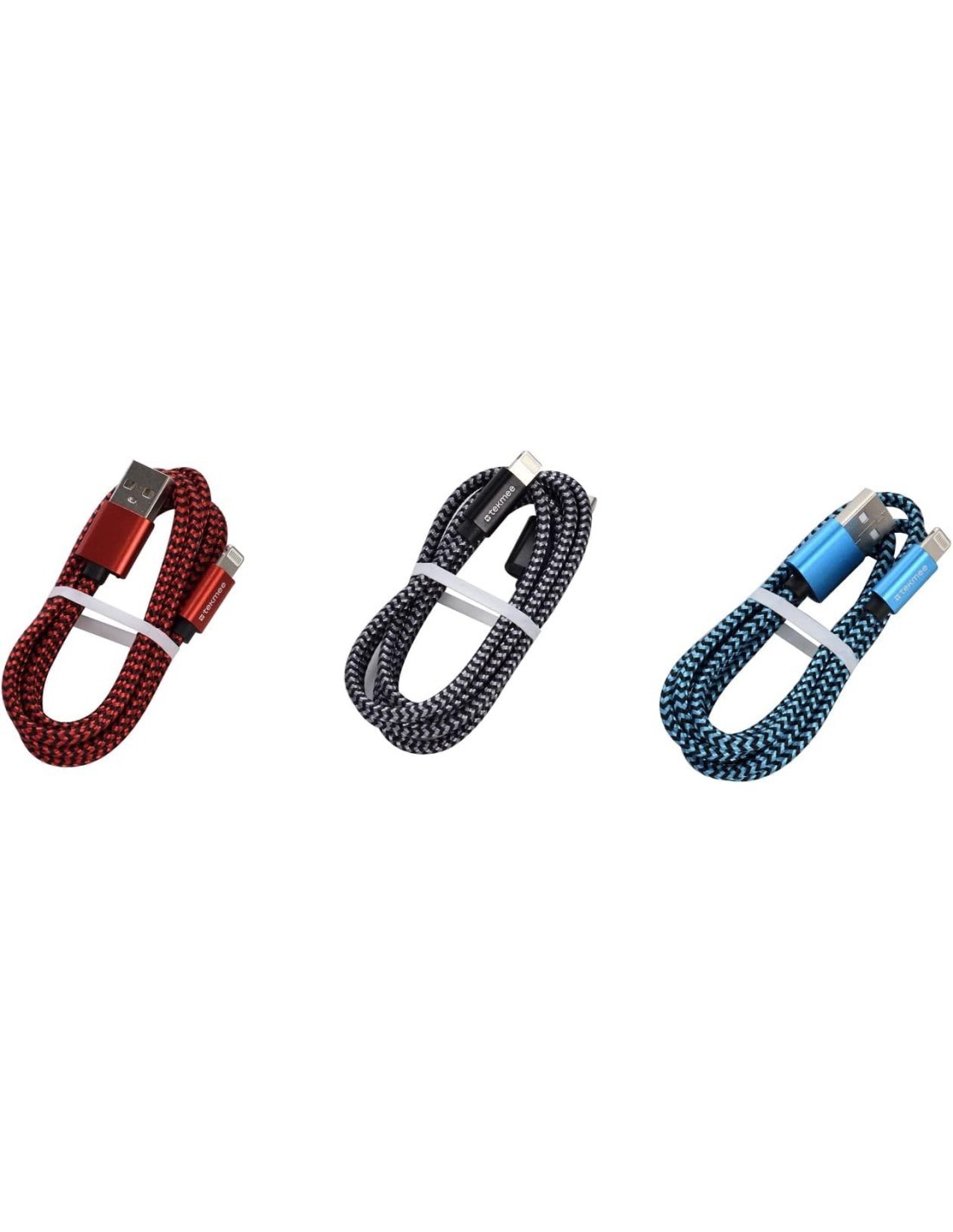 Tekmee Cavo USB Lightning 2A per iPhone Quick Charge 1 Metro Assortito Disponibile in Diversi Colori