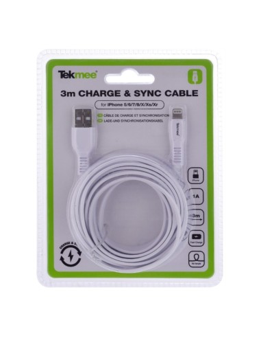 Tekmee Cavo USB Lightnign di ricarica e Sync per iPhone 3 metri 1,5A