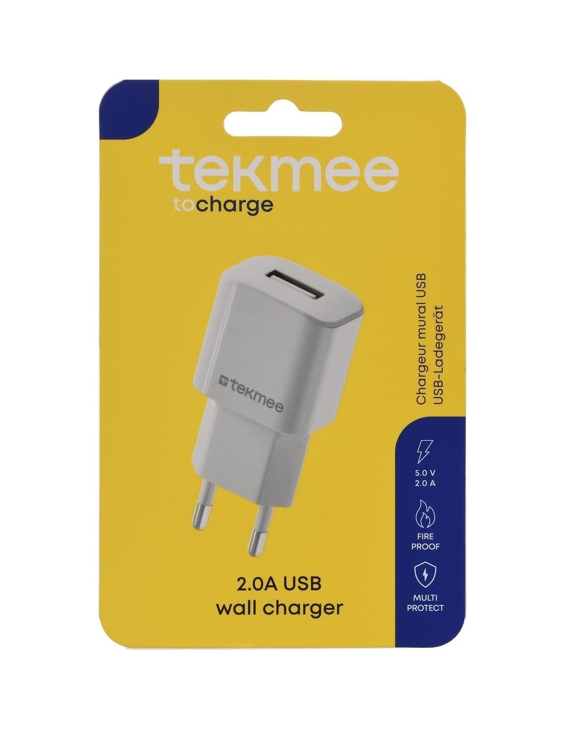 Tekmee Caricabatteria da muro USB Type A da 2.0A 10W